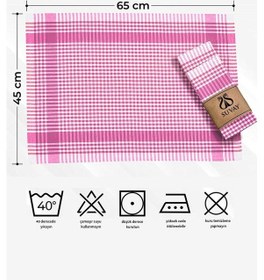 Resim Mutfak Kurulama Bezi 6'lı Mavi Pöti Kareli Bulaşık Kurulama Bezi Servis Peçetesi Beslenme Örtüsü Pembe 