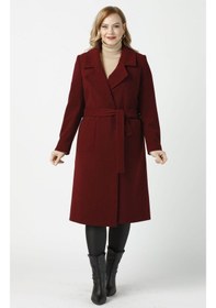 Resim Moda Berray 904 Bordo Mono Yaka Torba Cepli Kaşe Kaban Bordo 