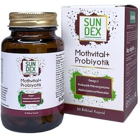 Resim Sundex Mothvital+Probiyotik Omega 3 Takviye Edici Gıda 30 Kapsül 
