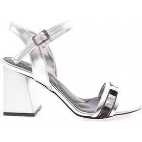 Resim Dgn 809-23y Kadin Bantli Taşli Topuklu Sandalet 809-1922-R13844 Gümüş 