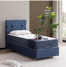 Resim Marta Çift Kişilik Baza Başlık Deluxe Yatak Seti - Lacivert 140 x 190 