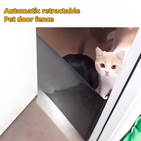 Resim 1 Adet Deliksiz Katlanır Kedi Kapısı - Ayarlanabilir Ağlı Evcil Hayvan Bariyeri, Güvenli Tasarım ve Sağlam Çerçeve ile Köpek ve Kedilerin Kaçmasını Önler, Kedi Sahipleri İçin Modern Kapı Dekoru 