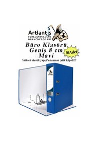 Resim Büro Klasörü Mavi Geniş 10 Adet Plastik Geniş Mavi Klasör Halkalı Paslanmaz Çelik Klipsli 10 Adet 