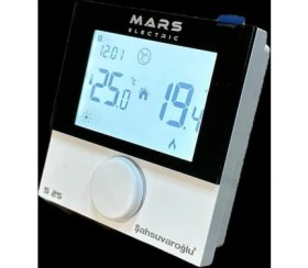 Resim Mars S25 Kablosuz Oda Termostatı Beyaz Renk Dijital Ekran ile Kolay Kontrol Sunar 