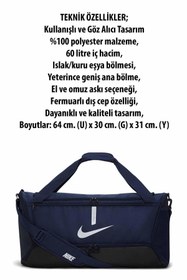 Resim Nike Spor Çantası B7 (M) 60 LT 64(U)x30(G)x31(Y) Unisex Spor ve Seyehat Çantası NK8090RS-Lacivert 