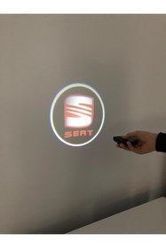 Resim Mycl Seat 2 Adet Araçları Için Pilli Yapıştırmalı Mesafe Sensörlü Kapı Altı Led Logo / Projektör 