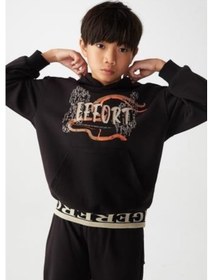 Resim Nk Kids Erkek Çocuk Kapüşonlu Kanguru Cepli Effort Baskılı Sweatshirt-13016-siyah 