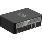 Resim Fayshow Kablosuz ve USB C Şarjlı 5 Bağlantı Noktası USB Şarj Istasyonu, Güverte Uyumlu (Yurt Dışından) 
