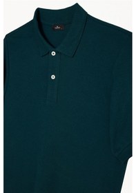 Resim Tudors Erkek Slim Fit Dar Kesim Pamuklu Yumuşak Dokulu Serin Tutan Kumaş Düz Pike Yeşil Polo Yaka Tişört-33704 Petrol Yeşili 