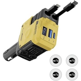Resim Challenger Mech Mecha Tarzı 66w Dijital Ekranlı 4ü 1 Arada Hızlı Araç Şarj Cihazı Sarı İphone Uyumlu Ve Type-c 