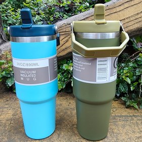 Resim 30oz Paslanmaz Çelik Vakumlu İzoleli Bardak Kapaklı - Döner, Tekrar Kullanılabilir, Elde Yıkanabilir, Spor ve Aile Kullanımı İçin İdeal - Mükemmel Noel, Sevgililer Günü, Dünya Günü Hediyesi İçin 