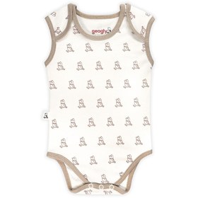 Resim Geagly Organik Pamuk Yenidoğan & Bebek Kolsuz Çıtçıtlı Bodysuit Zıbın Unisex ( KREM BASKILI ) 