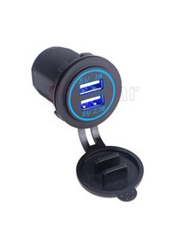 Resim Araç Çift Port Usb Şarj 12-32 Volt Oto Şarj Mavi 