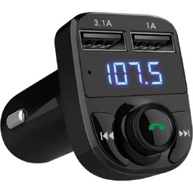 Resim Çakmaklık Girişli X8 Bluetooth Araç Kiti Şarj Cihazı Araç Fm Transmitter USB Mp3 Sd Kart Müzik Çalar 