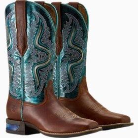 Resim Ariat Round Up Kadın Western Bot, Dar Kesim, Tam Deri ve All Day Konfor 