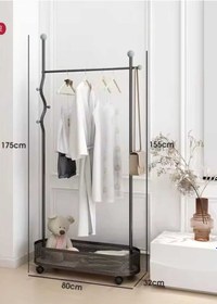 Resim Metal Siyah Konfeksiyon Askısı Metal Elbise Askılığı Oval Sepetli Askılık Tekerlekli 1045-cn Siyah 