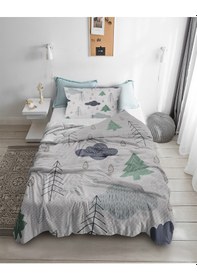 Resim İskandinav Dağ Desenli Tek Kişilik Pike ( Yastık Kılıflı ) 