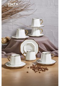 Resim Milas 6 Kişilik Porselen Fincan Takımı Beyaz 