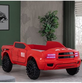 Resim Setaymobilya Arabalı Yatak, Pickup Ledli Arabalı Yatak, 100X190 - Kırmızı 