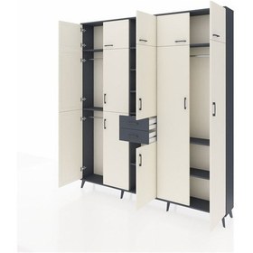 Resim Arges Dolap 10 Raflı 2 Çekmeceli 3 Askılı 220x30x243 Antrasit-aytaşı/antrasit Aytası/antrasıt 