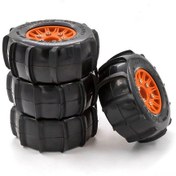 Resim Geekyou 1:10 Rc Kamyonet Lastikleri - 4 Adet Kuru Sahne Kullanıma Uygun, 116mm Çaplı Kauçuk Paddle Tekerlekler Turuncu 