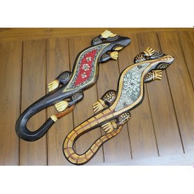 Resim Larimar Ahşap Duvara Asmali Kertenkele Figürü - 9012564183564lmr 