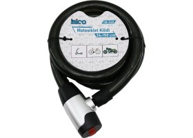 Resim Anahtarlı Aç-Kapa Kilit Kapaklı Motor - Bisiklet Kilit Çelik Tel Siyah Şeffaf Kılıf 24MMX150CM (4887) 