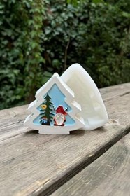 Resim Rufus Concept 2D Çam Noel Baba Desenli Silikon Mum Kalıbı 