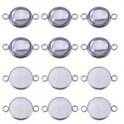 Resim 1 Kutu 60 Adet Paslanmaz Çelik Yuvarlak Boş Bezel Kolye Bağlantı Tepsileri Taban Kubbe Ayar Tepsileri Kolye Boşlukları Cam Kubbelerle DIY Takı Yapımı İçin Büyüleyici Bağlantılar 