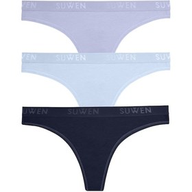 Resim Suwen 3'lü Pamuklu String Külot St004560256 - Leylak - Lacivert - Mavi Çok Renkli 
