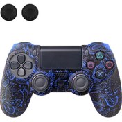 Resim Sony Playstation 4 Pro / Ps4 Slim / Playstation 4 Oyun Denetleyicisi İçin Data Frog Silikon Kapak Graffiti Koruyucu Kılıf - Mavi Phoenix Tüyü 