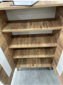 Resim Ahşap Ayakkabılık Panjur Kapak Meşe 4 Raflı Demonte 