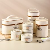 Resim 2/3/4 Parça Set, Termal Çanta ile Karakterli Ayı Desenli, Gizli Saplı, Kolay Taşınabilir, 304 Paslanmaz Çelik Çok Katmanlı Büyük Kapasiteli Yemek Kabı, Kapaklı İzole Gıda Saklama Kabı, Piknik Tenceresi, İyi Isı Yalıtımı, Okula Dönüş İçin Pratik 