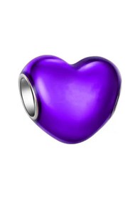 Resim Fubena Metalik Mor Kalp Charm 
