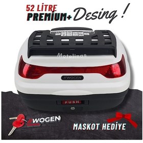Resim MOTOSİKLET ARKA TOPCASE ARKA ÇANTA BEYAZ 52 LİTRE PREMIUM FULL 