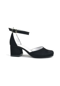 Resim Hapshoe Siyah Süet Kalın Topuklu Kız Çocuk Topuklu Ayakkabı Siyah 