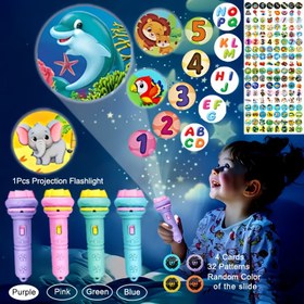 Resim 32 Desenli Projeksiyon Feneri, Dinozorlar, Hayvanlar ve Okyanus Temaları İçeren Eğlenceli Oyuncaklar ile Eğitimci Bir Oyuncağıdır ve Tatiller ve Noel için Harika bir Hediyedir 