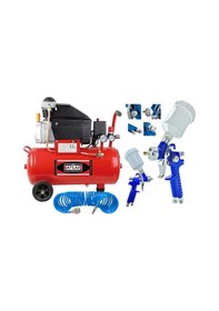 Resim Attlas 50 Litre Hava Kompresörü Ve Üstten Depolu Hava Boya Tabanc 