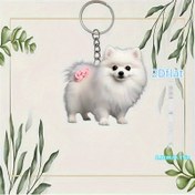 Resim 2D Düz, Pembe Papyonlu 2D Düz Akrilik Pomeranian Köpek Anahtarlık - Sırt Çantası, Çanta, Ev Dekoru İçin Sevimli Yavru Köpek Anahtarlık, Evcil Hayvan Severler İçin Kompakt ve Dayanıklı Hediye, Küçük Köpek, 2D Düz 