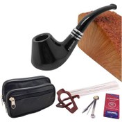 Resim Falconetti Siyah Parlak Sandalwood Bilezikli Ahşap Pipo Seti Rc99-takim 