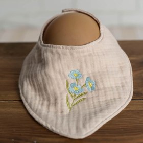 Resim Olivo Mini Yenidoğan Bebek Nakışlı Fular/Önlük 4 kat müslin 