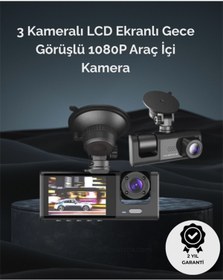 Resim teknodayım 1. 3 Kameralı Full HD Araç Kamerası – Ön, İç ve Arka Görüş ile %100 Kapsama 