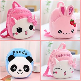 Resim Çocuk Sırt Çantaları 1pc - Karikatür Hayvan Peluş Şirin Çanta, Hafif Polyester Astar, Ayarlanabilir Askılar, Dikişli Fermuar Kapatma, El Yıkama - Gökyüzü Mavisi Panda ve Arkadaşları Tasarım, Üniversite için İdeal, 3+ Yaş için Hediye 
