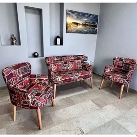 Resim Azra Mobilya Çay Seti Koltuk Takımı - Cafe - Balkon - Bahçe - Ofis Mobilyası - Oturma Grubu Bordo 