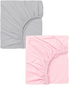 Resim 2 Adet 50x90 Cm Anne Yanı Lastikli Penye Kumaş Bebek Çarşafı-pembe-gri 