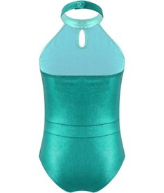 Resim Yeşil Çocuk Kız Kolsuz Parlak Payetler Backless Profesyonel Bale Jimnastik Mayoları Dans Giyim Dans Tulum Yeşil 