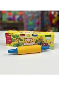 Resim 4'lü Çok Renkli Oyun Hamuru Ve Merdanesi Oyun Seti Çok Renkli 