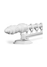 Resim Twins Decorative Ahşap İşlemeli Demonte Başlıklı Beyaz Tek Raylı Rustik Perde Askısı - 100 CM 