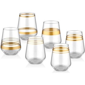 Resim The Mia Lınes Su Bardağı Kısa 6'lı Set -Gold 