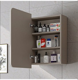 Resim Likya Kulpsuz Tek Kapaklı Aynalı Mdflam 45 Cm Aynalı Banyo Üst Dolabı Kumtaşı 